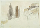 CESARE BISEO, A Middle Eastern Town, black chalk and wash